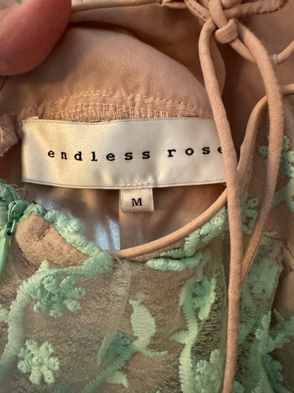 Endless Rose Mint Floral Appliqué Tiered Midi Dress - Picture 7 of 7
